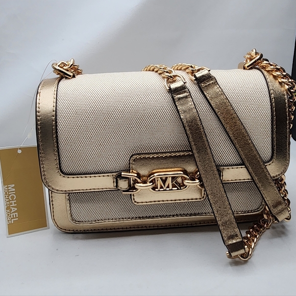 Michael Kors Handbags - Michael Kors Gold and Canvas Women's Bag